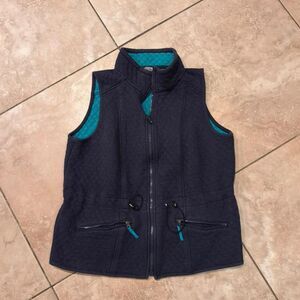 Talbots Quilted Vest Navy Blue XS Petite Lightweight Zip